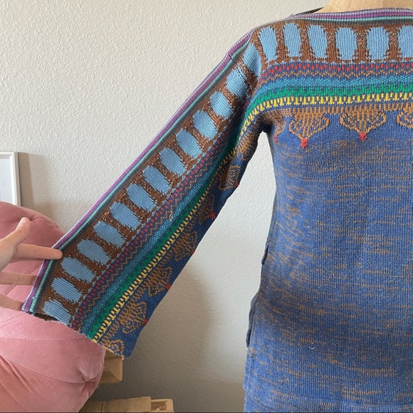 Vintage melansedress sweater skirt set blue brown crown - Picture 5 of 13